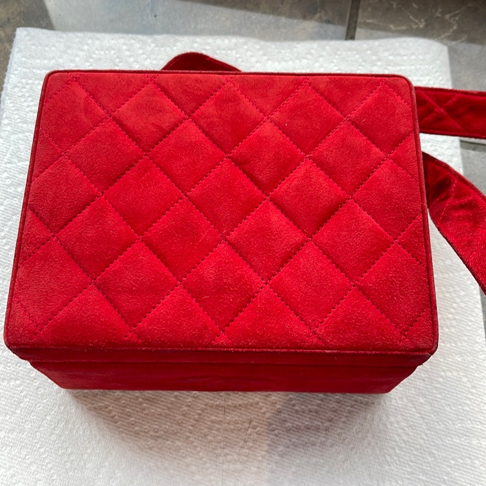 Authentic Vintage Chanel Suede Red Handbag